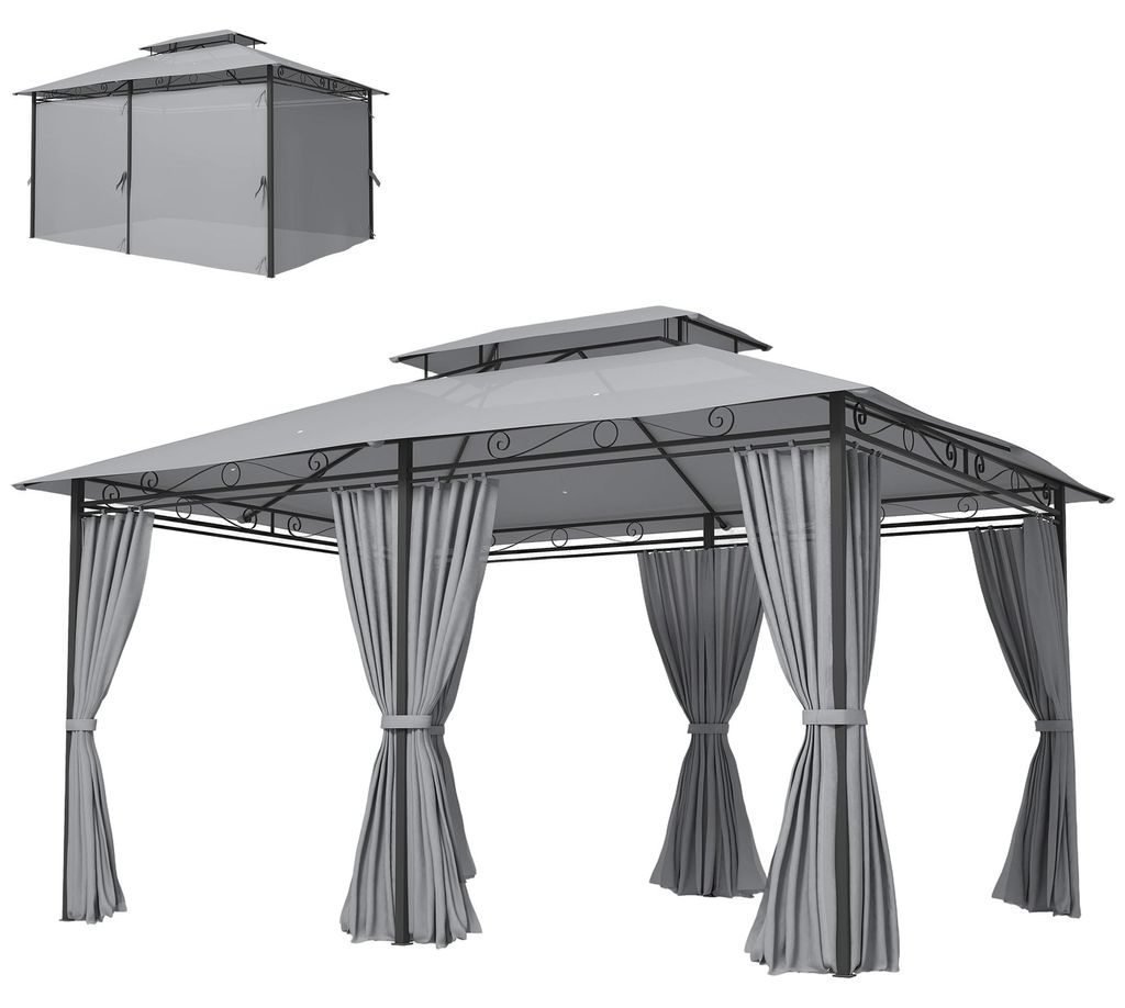 Outsunny paviljoen, 4x3 meter, waterafstotend, stabiel Productafbeelding 