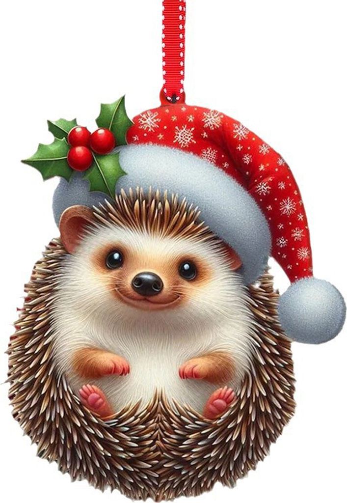 Tier-Weihnachtsornament, 2D, flaches Acryl, Weihnachtsbaum-Dekoration, Cartoon-Krake/Eichhörnchen, hängende Ornamente für den Weihnachtsbaum, He...