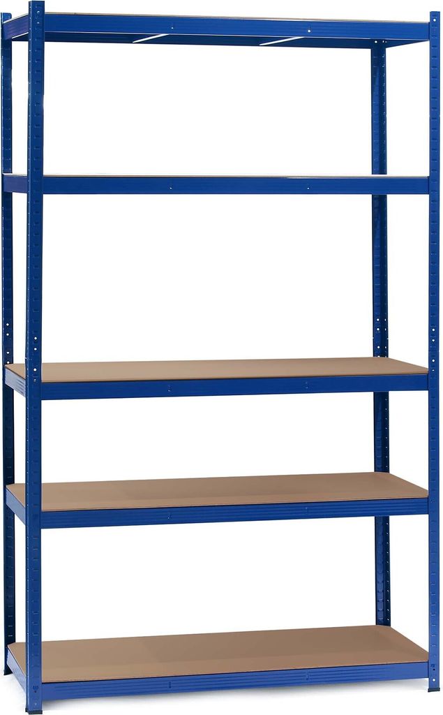 Wiltec Schwerlastregal 100x50x204cm, 200kg/Ebene, Steckregal blau, Lastenregal mit 5 Ablagen, Werkstattregal