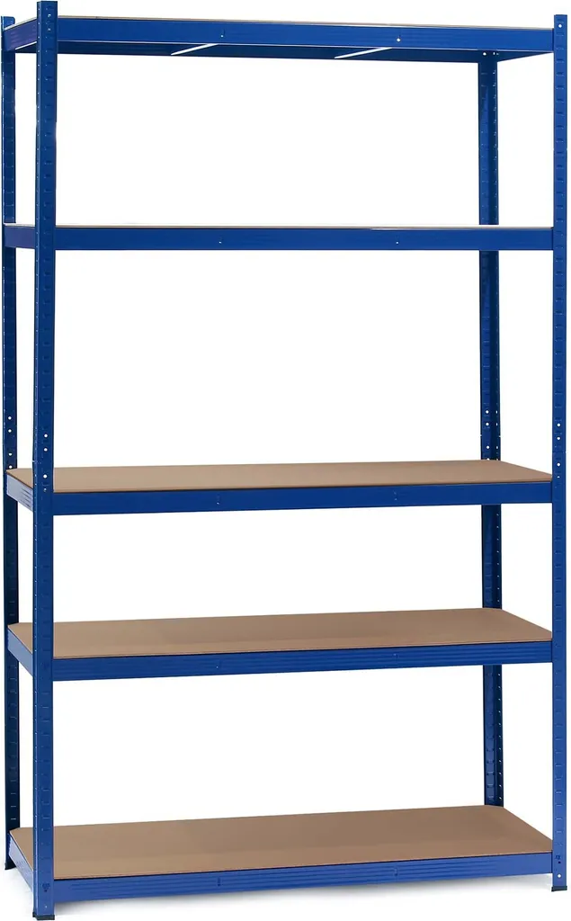 Étagère Atelier 5 Plateaux 1000kg Montage Sans Vis 100x50x204cm Bleue