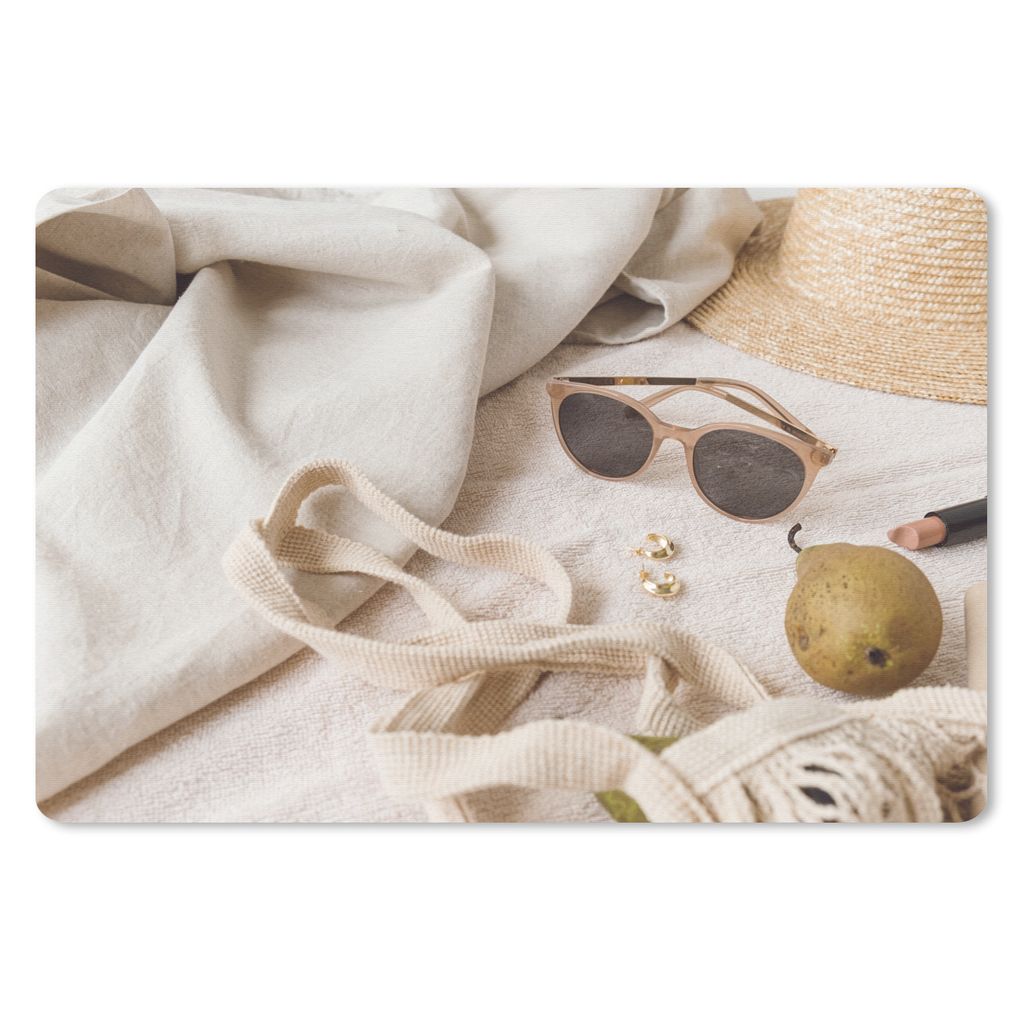 MuchoWow Schreibtischunterlage Sommer - Sonnenbrille - Tasche 60x40 cm - XXL Mauspad - Großes Mauspad
