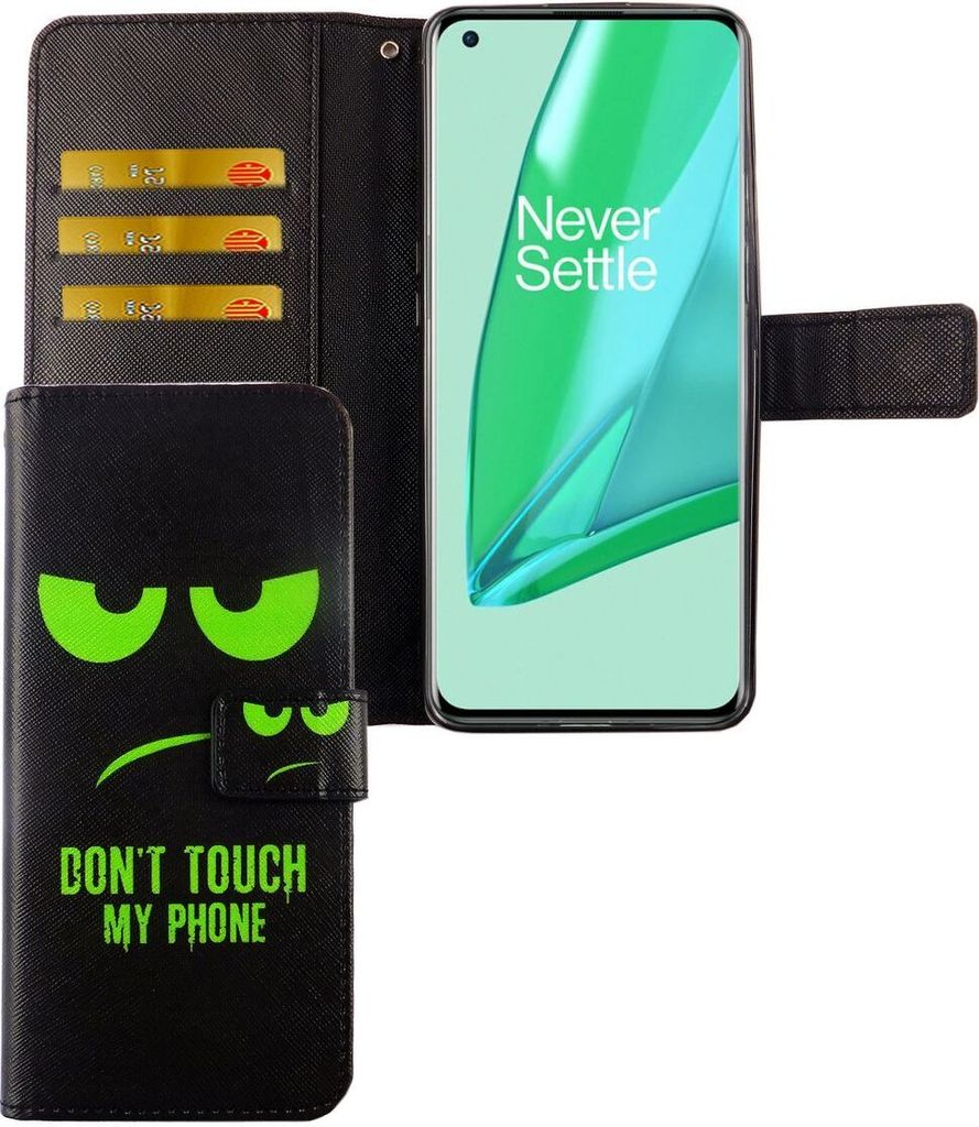 OnePlus 9 Tasche Handy Hülle Schutz-Cover Flip-Case mit Kartenfach Don't touch my phone