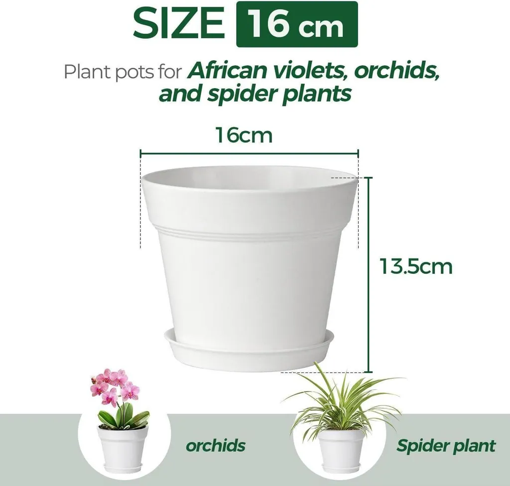Pot de Fleurs pour Succulentes et Cactus 16cm Blanc - Set de 6 pcs - 4