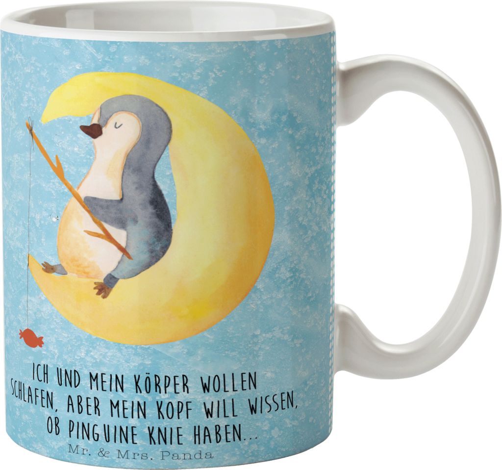 Mr. & Mrs. Panda Tasse Pinguin Mond - Eisblau - Geschenk, Süßigkeiten, haferl, Angel, Spruch, Kaffeebecher, Teetasse, Keramiktasse, Neugierig, Be...