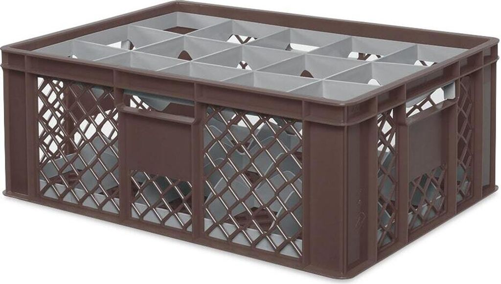 Gläserkiste 600x400 mm für 15 Gläser bis 205 mm Höhe/Durchmesser 109 mm, braun