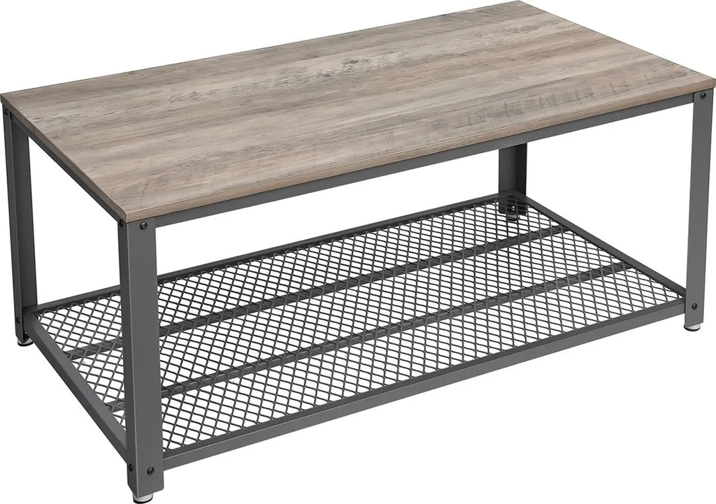 Table basse gris-beige bicolore - Finition mate et pieds en Gris