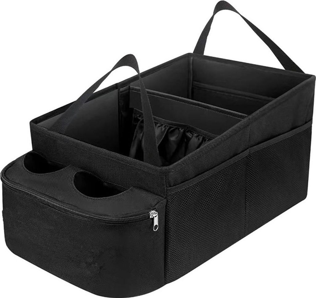 Wasserdichte Kofferraum-Organizer-Tasche für Auto, SUV, MPV, Rücksitz, Auto-Organizer, Reise-Organizer, Aufbewahrungsbox mit 2 Taschen, Getränke...