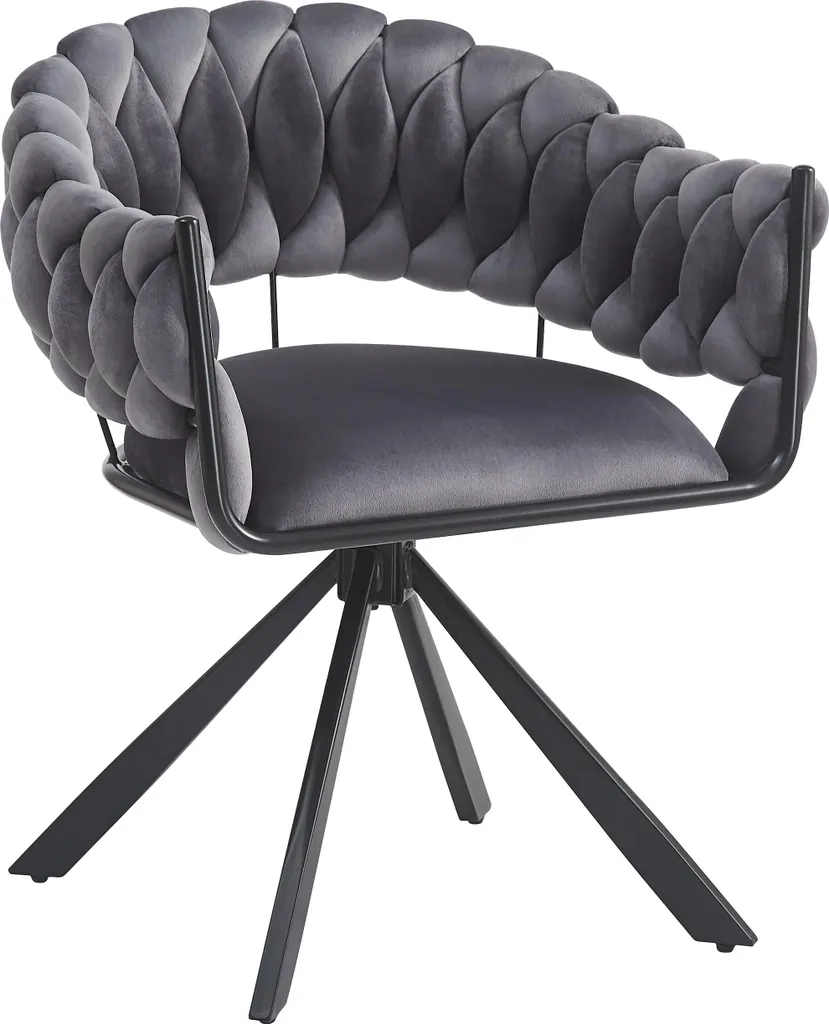 Chaise de luxe légère pour salon et coiffeuse en velours gris moderne - 11