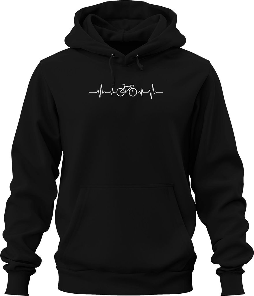 Fahrrad Herzschlag EKG Fahrradliebe Puls Radfahrer Rennrad Biker Uni Hoodie Kapuzenpullover, Schwarz, 3XL