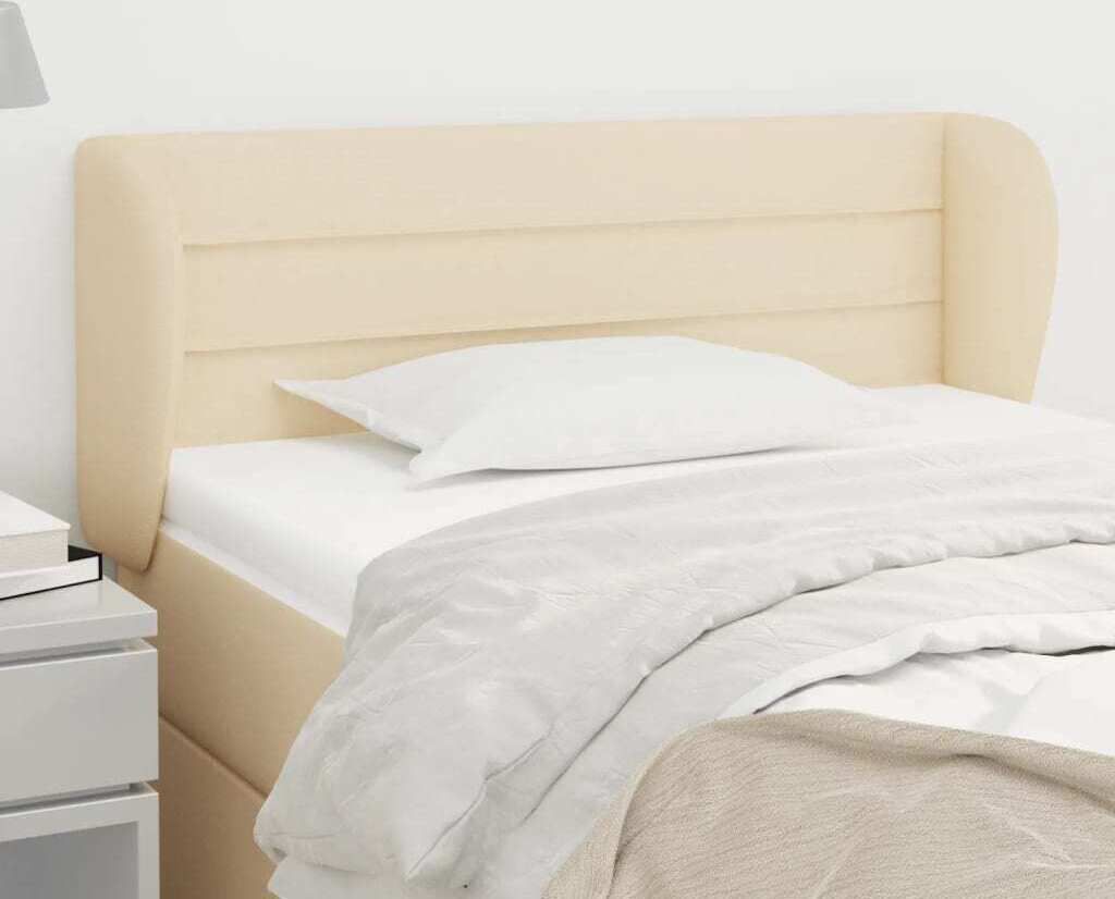 The Living Store Kopfteil mit Ohren Creme 103x23x78/88 cm Stoff