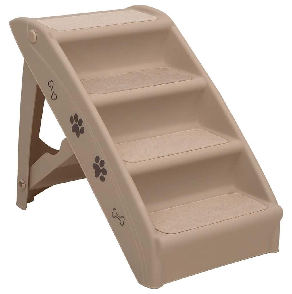 vidaXL Składane schodki dla psa brązowe 62x40x49,5 cm Zdjęcie produktu 