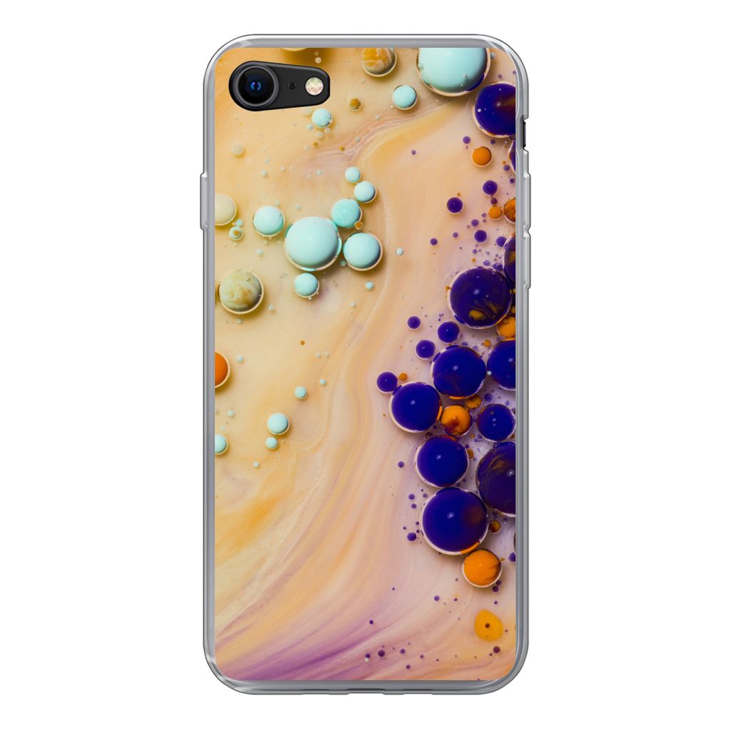 MuchoWow Handyhülle Schutzhülle Hülle für iPhone SE 2020 Milch - Tinte - Psychedelisch Silikon Softcase Handy Hülle - Kartenbesitzer