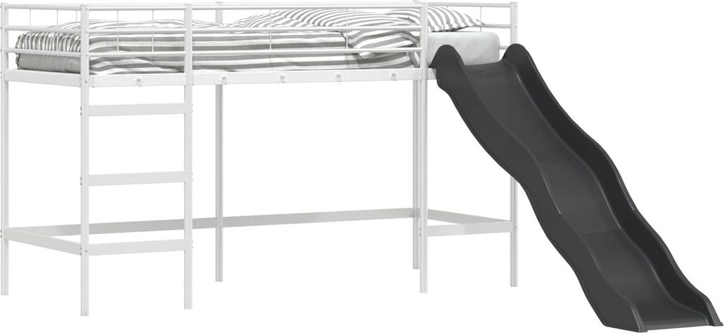 Kinder-Loftbett mit Rutsche Weiß und Anthrazit 90 x 190 cm