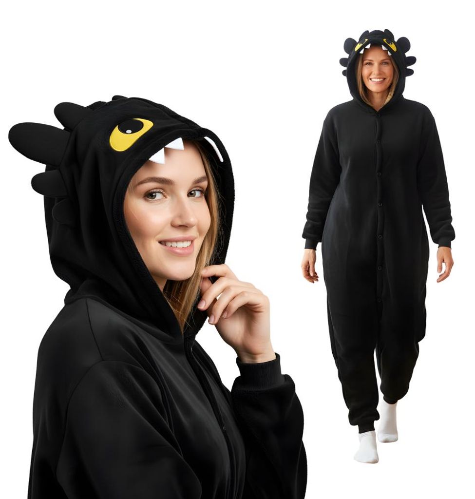 Pigiama tutina Kigurumi costume per adulti Nero Sdentato Immagine del prodotto 