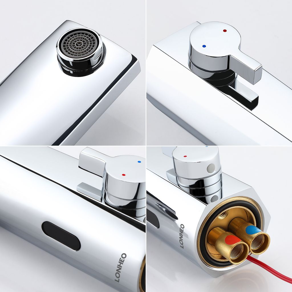 Lonheo Infrarot Sensor Wasserhahn Chrom Bad Automatik Produktbild 5