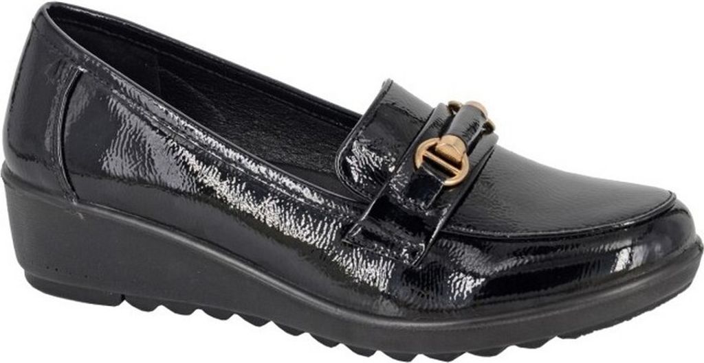 Boulevard - Damen Keilabsatz, Glänzend, Glanz-PU DF2296 (38 EU) (Schwarz)