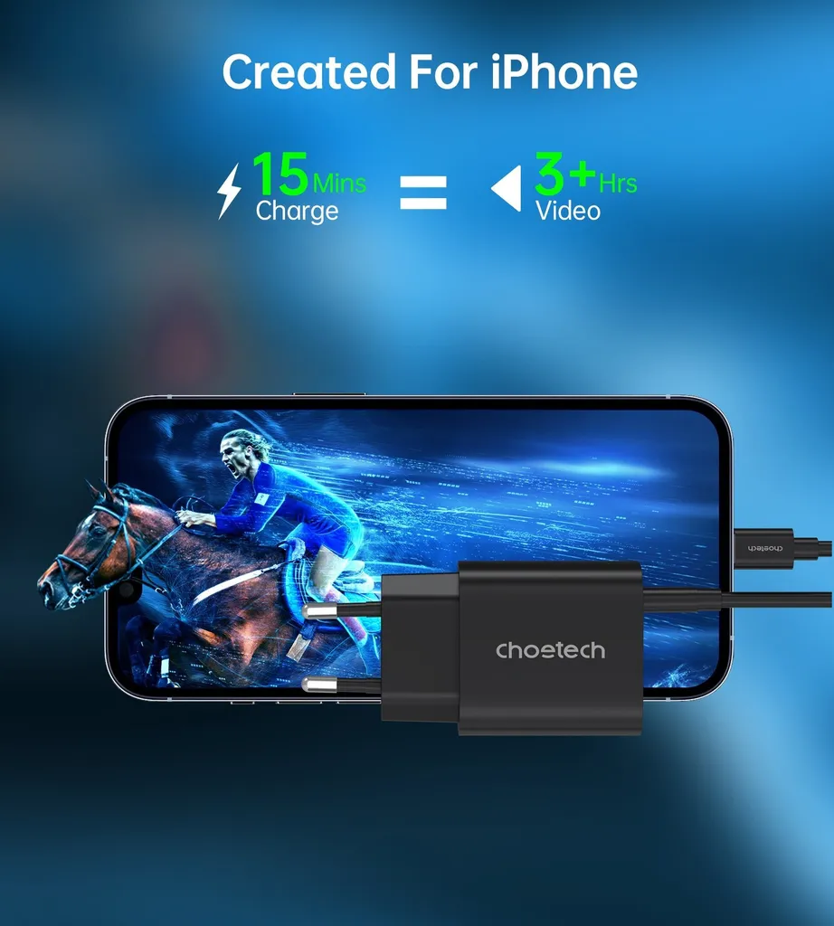 Pack de Charge Rapide pour iPhone avec Prise USB-C 20W et Câble MFi