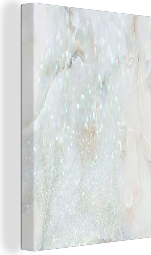 OneMillionCanvasses - Leinwandbilder - 90x140 cm, Marmor - Glitter - Grün, Wandbilder Kunstdruck Wanddekoration - Wandschmucke - Schlafzimmer