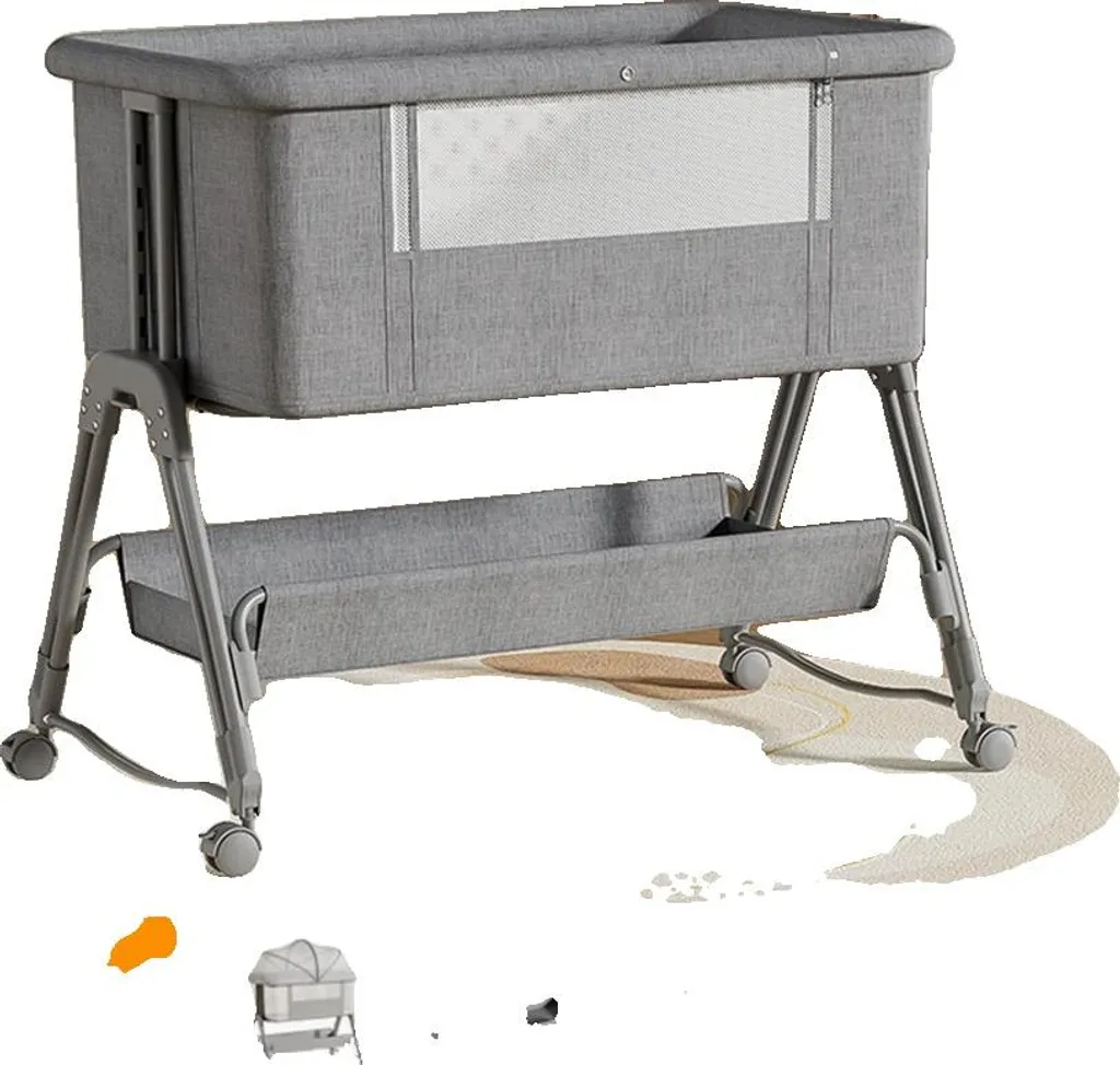 Lit bébé pliable et portable réglable en hauteur gris anthracite L102