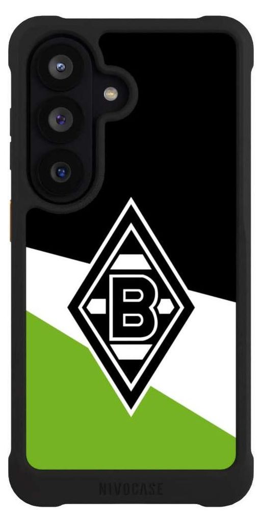 NIVOCASE Hülle für Samsung Galaxy S26 Stoßfeste Handyhülle NIVOmax Case Schwarz Borussia Mönchengladbach Gladbach Offizielles Lizenzprodukt