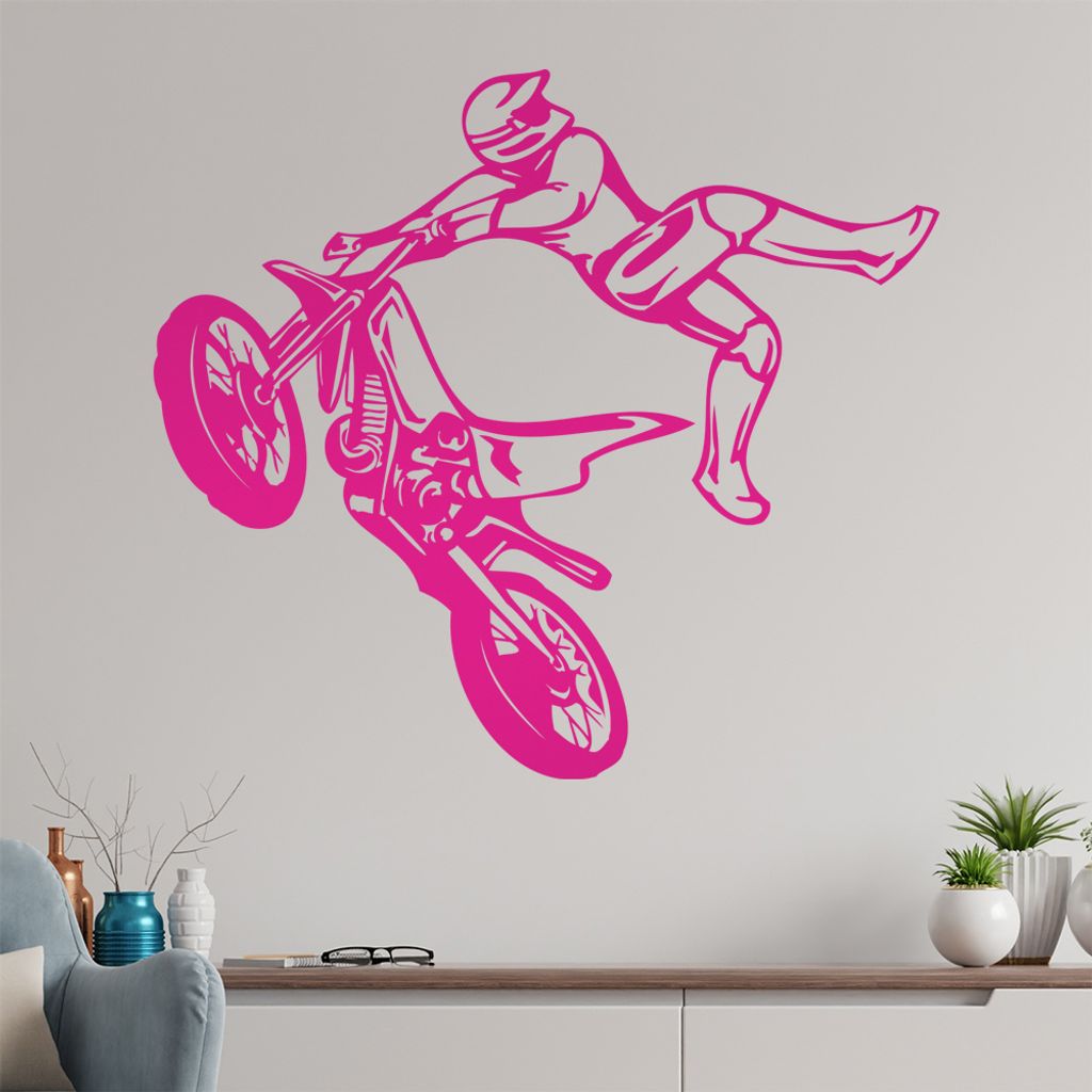 Motocross Jump Wandtattoo in 6 Größen - Wandaufkleber Wall Sticker - Dekoration, Küche, Wohnzimmer, Schlafzimmer, Badezimmer