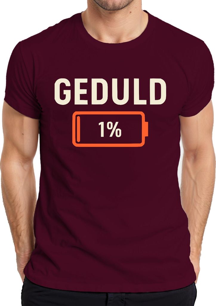 Geduld 1% Lustiger Spruch Sarkastisch Geschenk Büro Geburtstag Herren T-Shirt, Burgundy, S