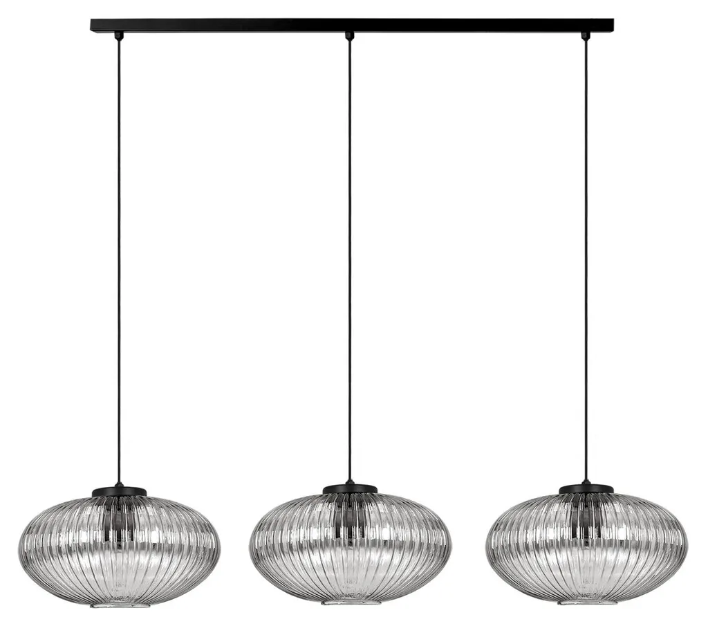 Suspension ARCO noire 3 lampes pour table à manger et cuisine - 90 cm