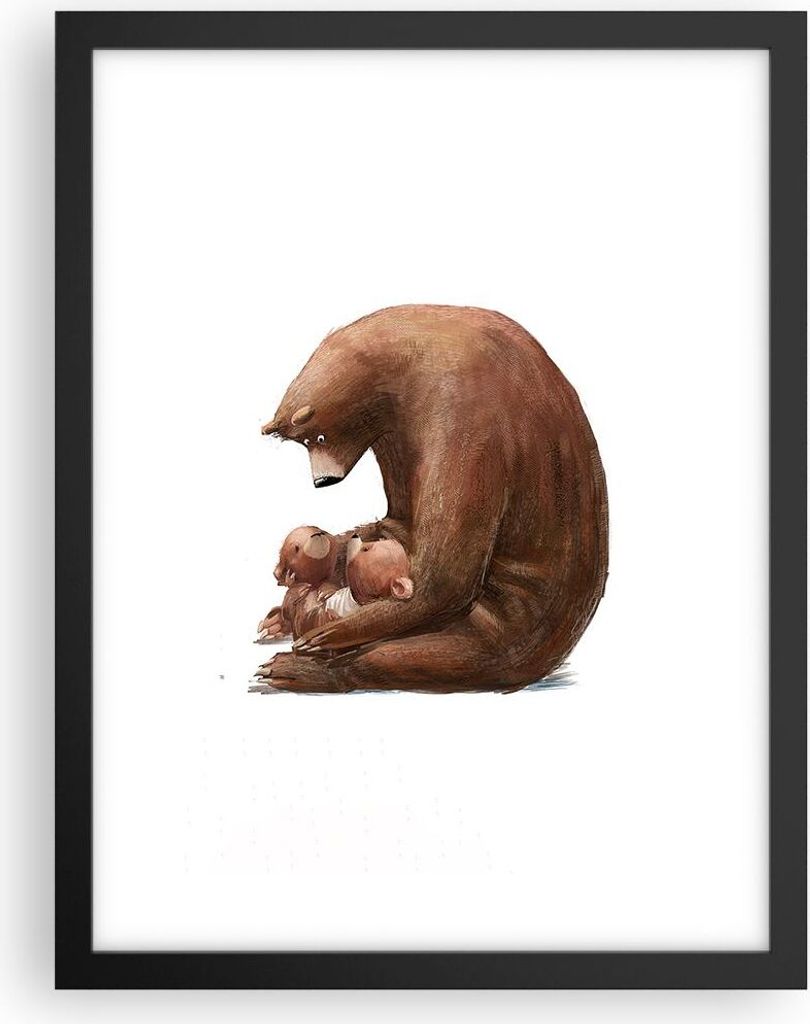 Gerahmtes Poster - Schwarzer Rahmen - Bär Teddybären Kinder - 30x40 cm - Wand Bild - Wanddeko - Wandbilder - Kunstposter - Wandposter - Bilderrah...