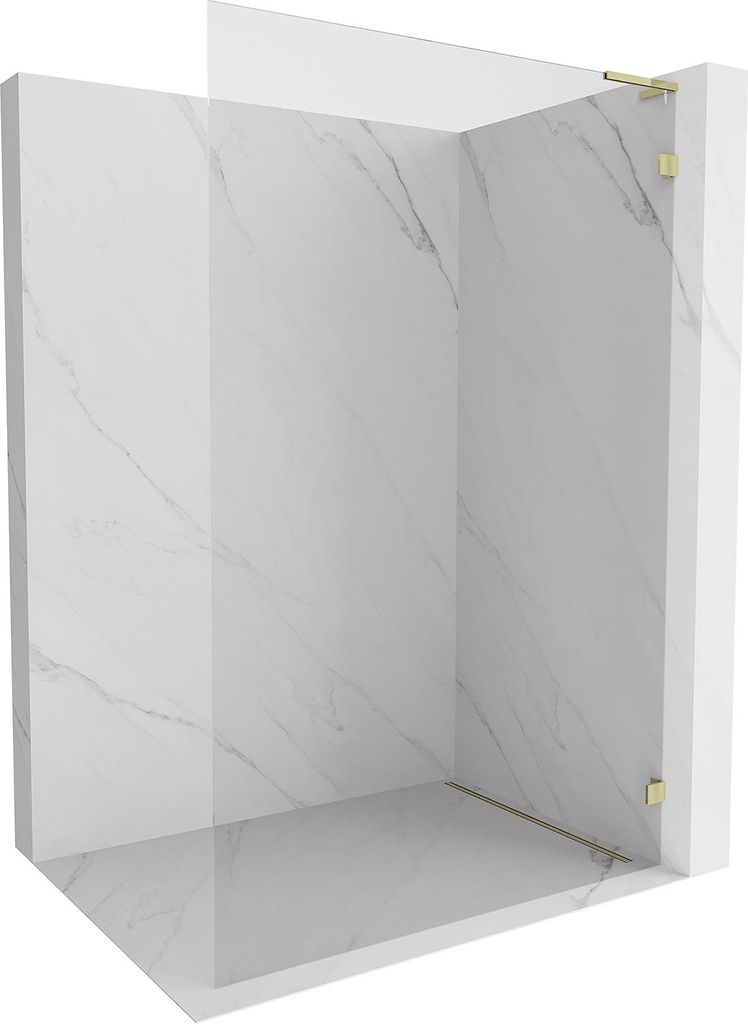 Mexen Lunar L Duschwand Walk-in rechts 50 x 200 cm, transparent 8 mm, gold - 830L-050-000-50-00-P