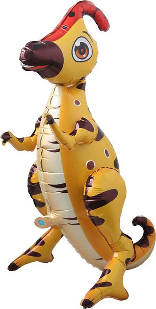 Folienballon 3D Dinosaurier mit beweglichen Beinen, 10 Braun ca. 66 x 60 cm