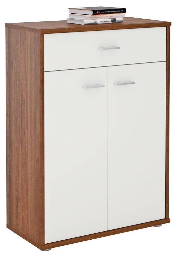 Kommode Sideboard Schrank TOMMY in nussbaum / weiß, Produktbild 