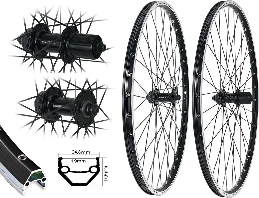 LAUFRADSATZ 26" 19-559 MTB Shimano V-BRAKE 8/9/10 fach Produktbild 