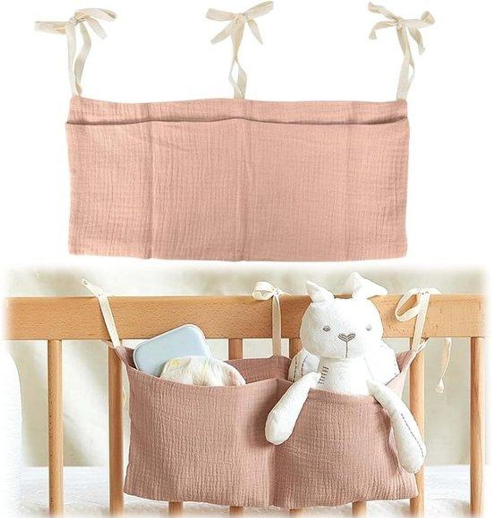 Babybett-Organizer mit doppelten Taschen - für die Babyzimmer-Einrichtung - rosa
