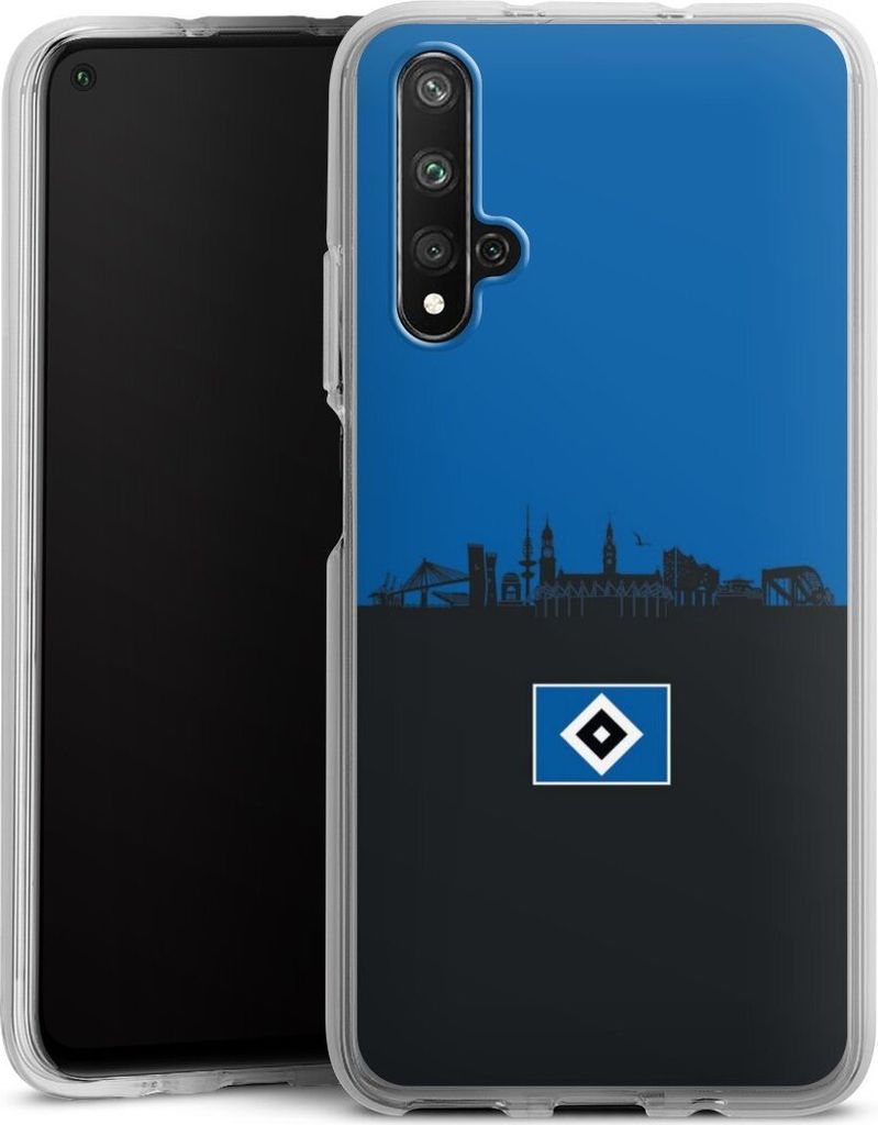 DeinDesign Handyhülle für Huawei Nova 5T Silikon Hülle Case Smartphone Schutzhülle HSV Hamburg Skyline