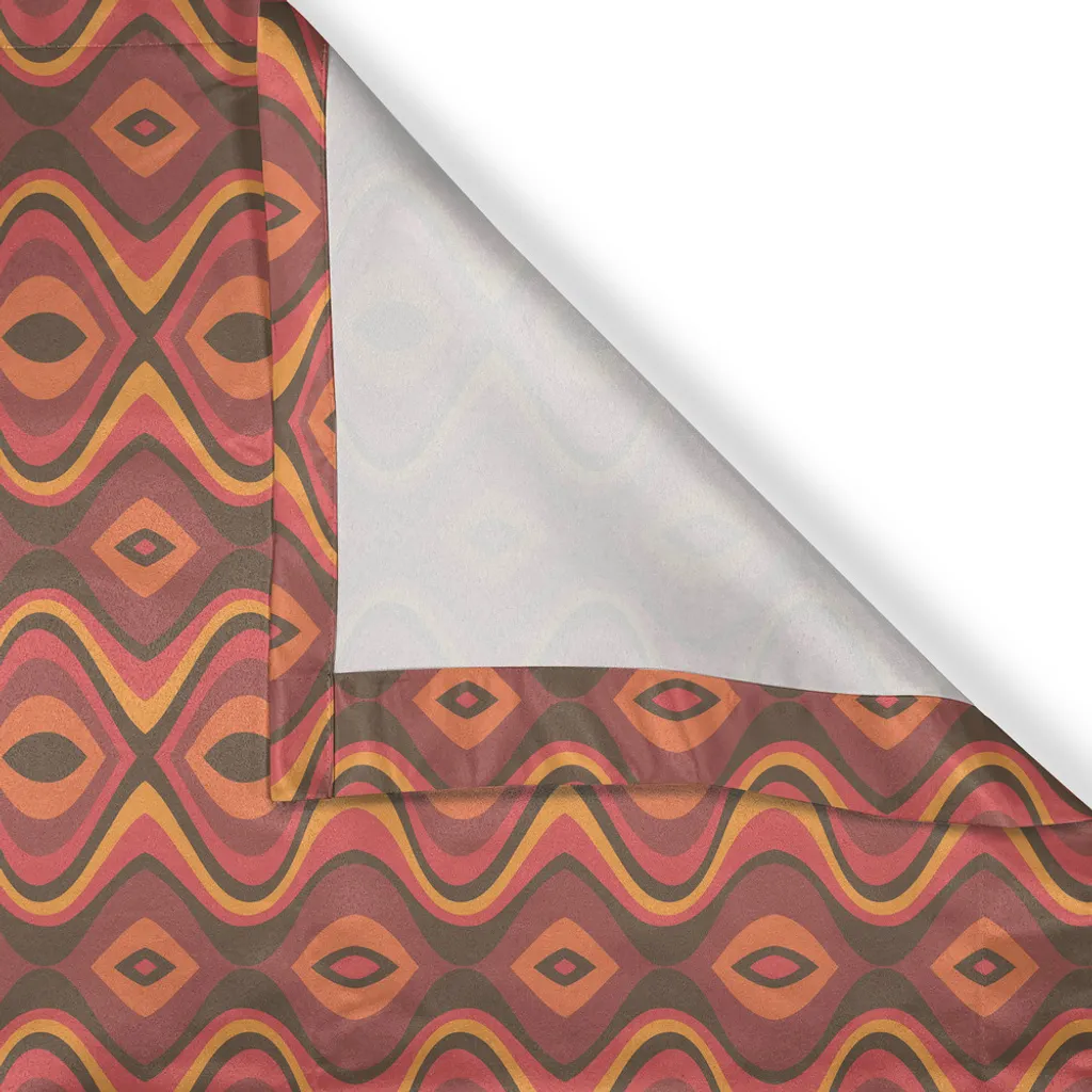 ABAKUHAUS Tenda con occhielli geometrica, stampa hippie ondulata con strisce orizzontali tradizionali africane folk, tende decorative a 2 pannelli per finestre, 280 cm x 225 cm, corallo scuro rosa essiccato - 3