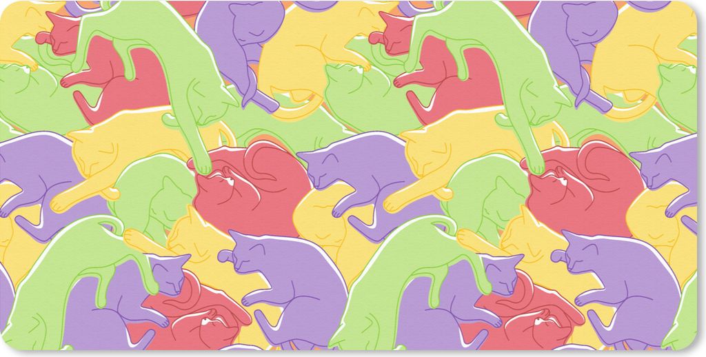 MuchoWow Mauspad Mousepad Katzen - Regenbogen - Kinder - Pastell - Muster 60x30 cm - Mousepads - Maus Mat - Pad - Mausunterlage - Nachhaltig