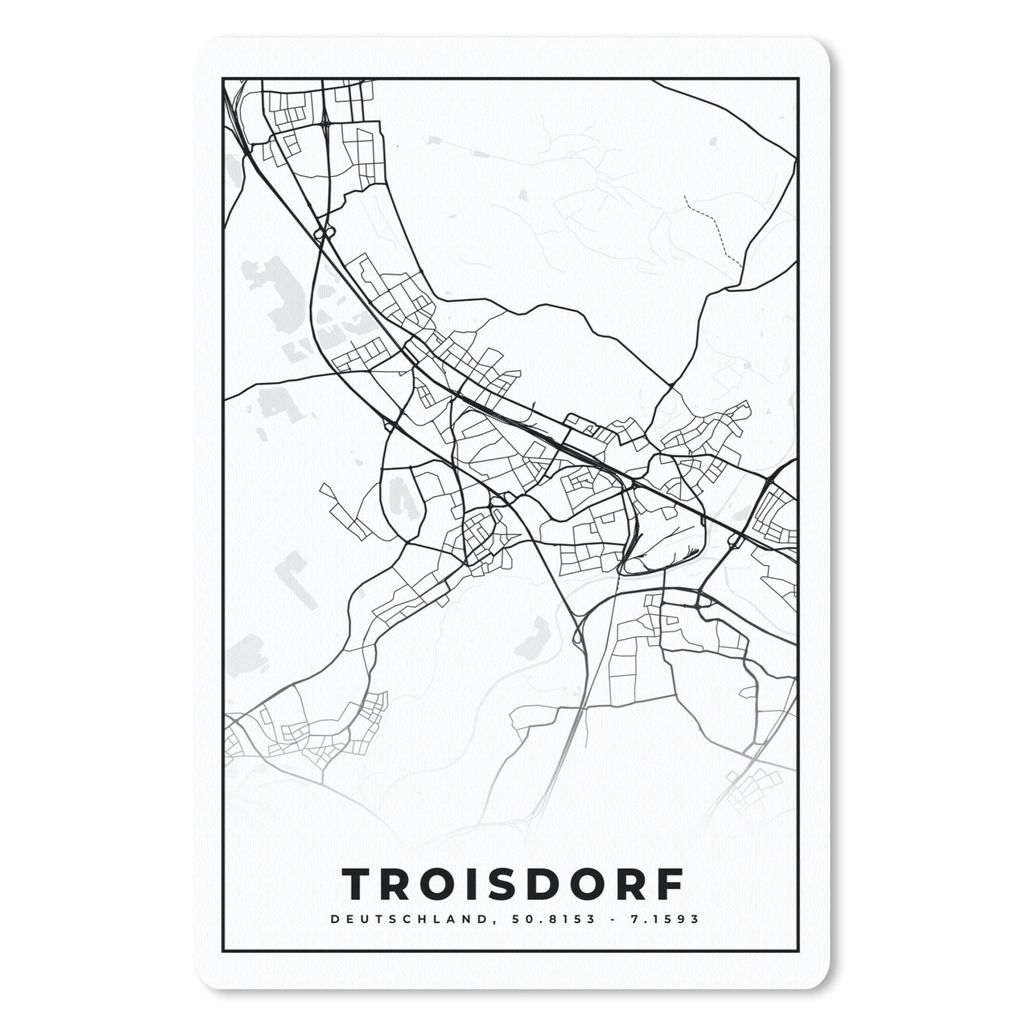 MuchoWow Mauspad Mousepad Karte - Troisdorf - Stadtplan 40x60 cm - Mousepads - Maus Mat - Pad - Mausunterlage - Schreibtisch Accesoire