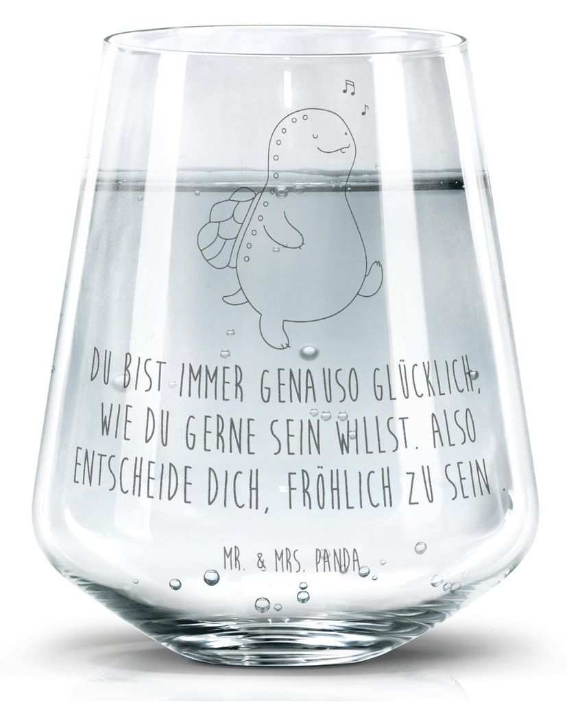 Mr. & Mrs. Panda Glas Schildkröte Pfeifen - Transparent - Geschenk, Depression, Wasserglas, Designglas, glücklich, Trinkglas, Schildkröten, Tumb...