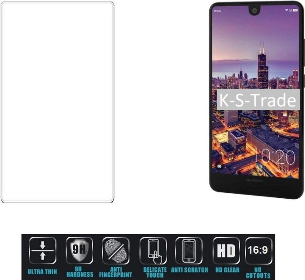 K-S-Trade Displayschutzglas kompatibel mit Sharp Aquos C10 Hartglas Schutzfolie Glasfolie 16:9 Format, bedeckt keine Seitenbereiche