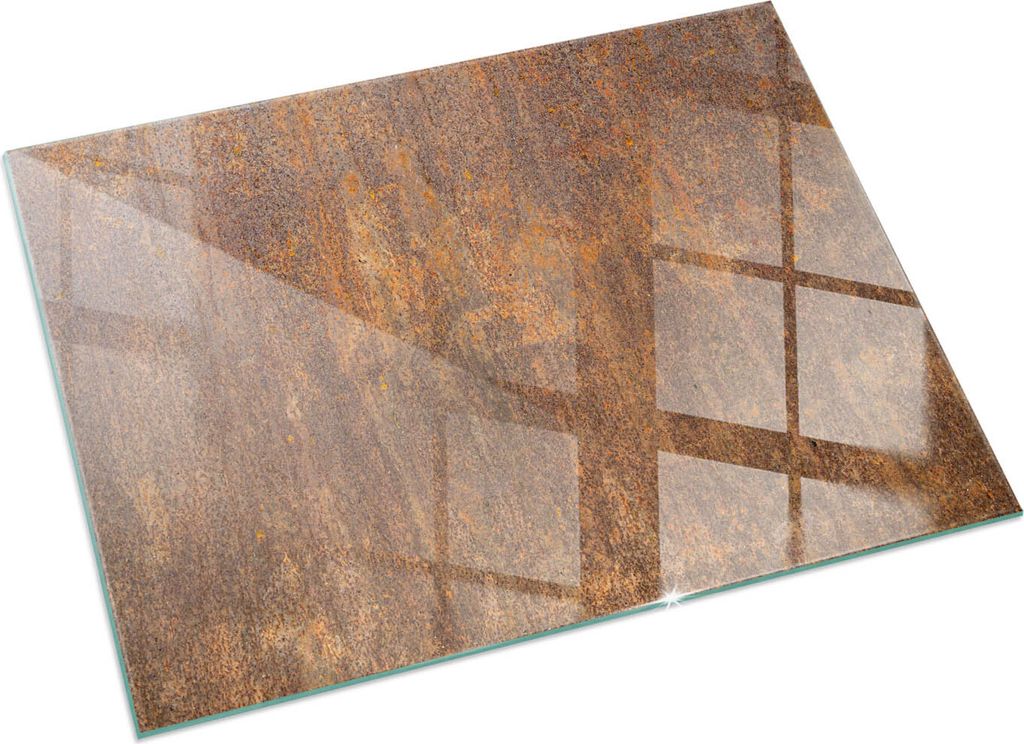Rostige Textur auf Metall – Glasbodenplatte für – Kaminofen – Kaminplatte Glas – Schutzglas – Funkenschutzplatte –Glasbodenplatte Feue...