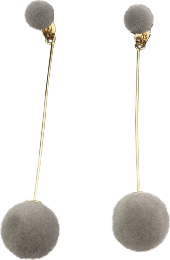 Elegante Kette Pelz Ball lange baumeln Ohrring Frauen Eardrop Ohrringe Schmuck Geschenk-Grau