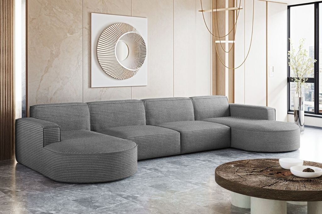 Kaiser Möbel Ecksofa Designer MODENA U XL stoff Dicker cord Produktbild 