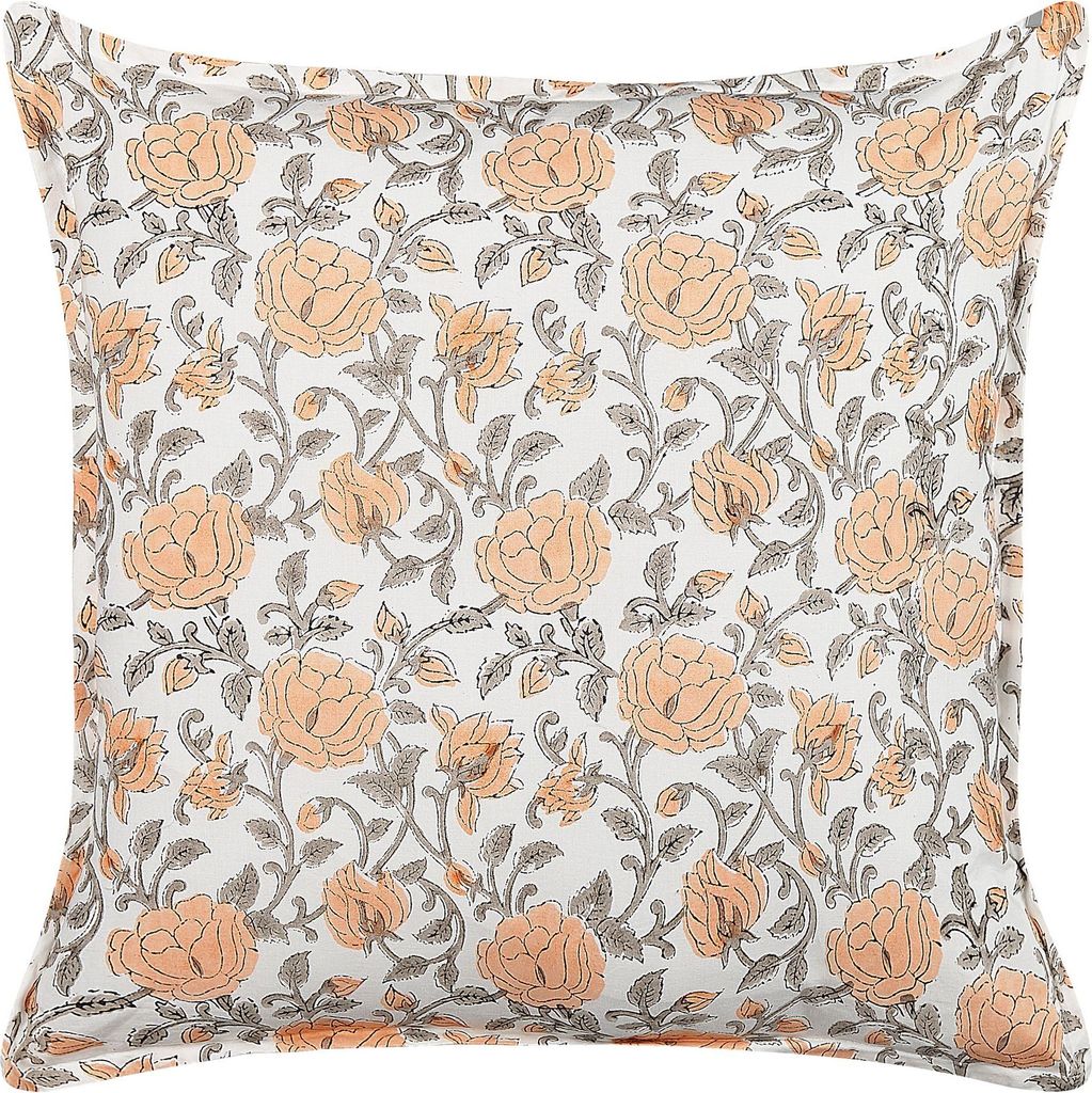 BELIANI Dekokissen Bunt Baumwolle 45 x 45 cm Bezug mit Füllung Reißverschluss Blumenmuster Klassisch Sofakissen für Wohnzimmer Schlafzimmer Acce...