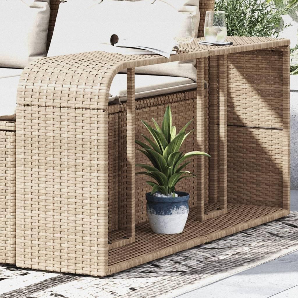 Outdoor-Regale 2 Stück Beige Poly Rattan Lagerregal für Garage, Abstellraum, Kellerregal