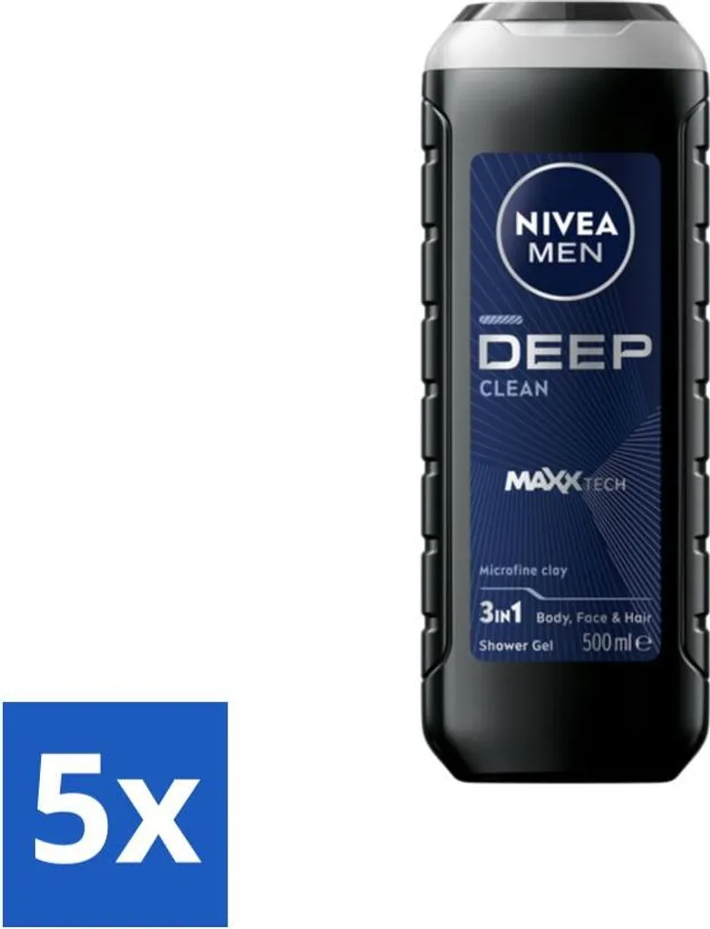 Stock Nivea Men Deep 3in1: Gel Doccia 500ml x 5 per lo Sport - 1