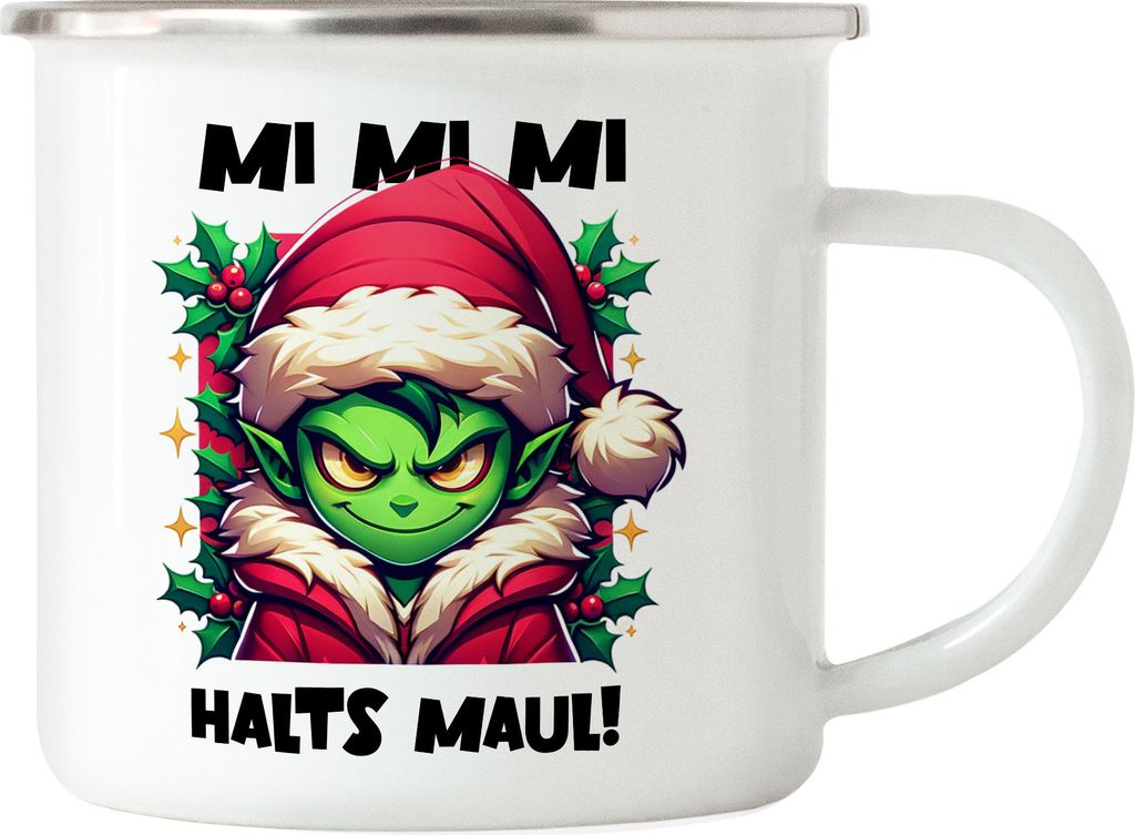 Mi Mi Mi Halts Maul Emaille-Tasse Anti Weihnachten Ich hasse Weihnachten