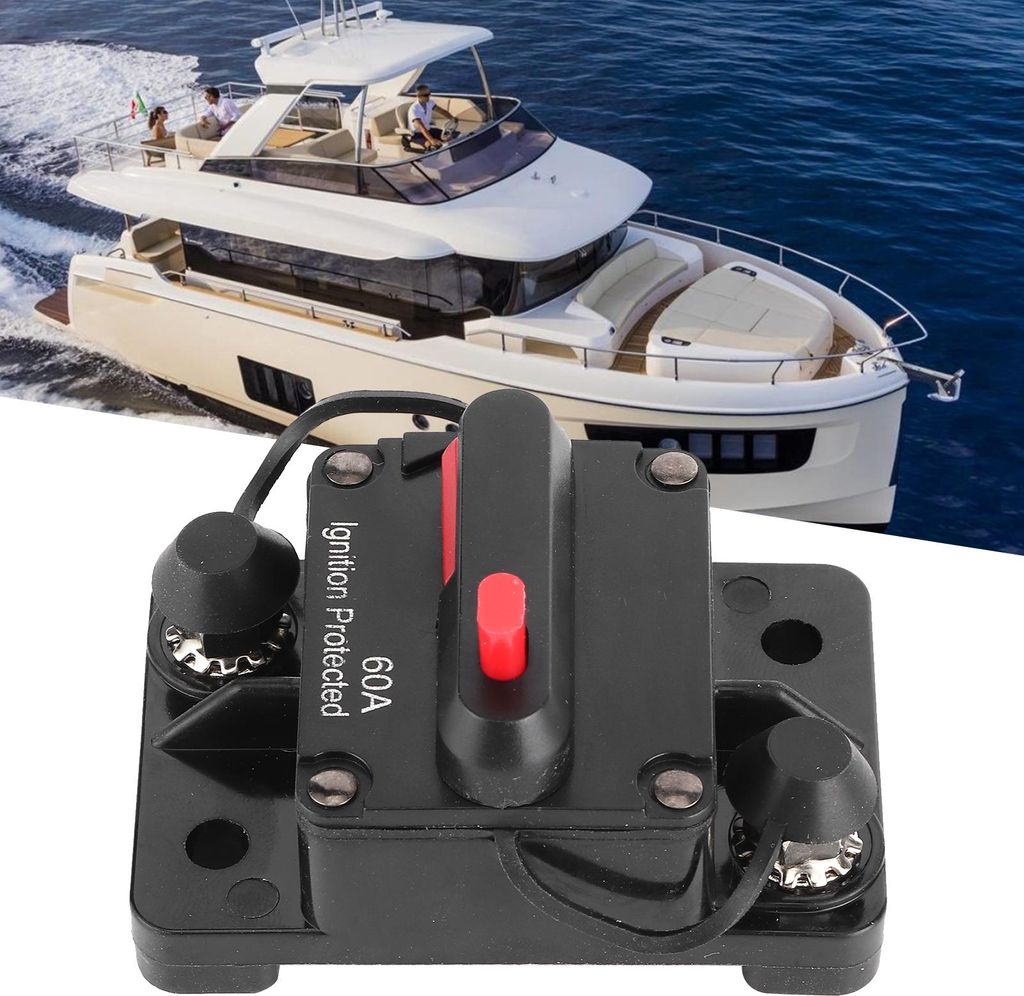 60A AMP Schutzschalter Sicherung Reset Halter 12-48V DC Wasserdicht für Auto RV Yacht