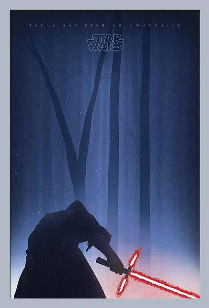 Poster Star Wars EP7 Cornice Argento Shinsuke Maxi 61x91.5 MDF