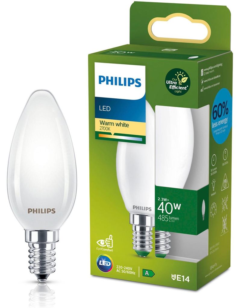Philips Matná filamentová žárovka ve tvaru svíčky 40 W, B35 Obrázek produktu 