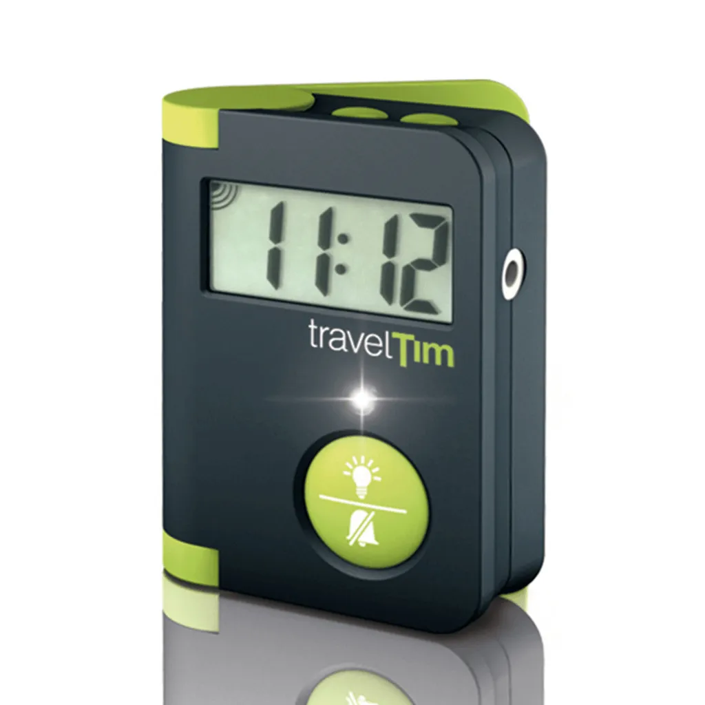 Réveil vibrant TravelTim écran LCD rétroéclairé - Alarme de poche noire